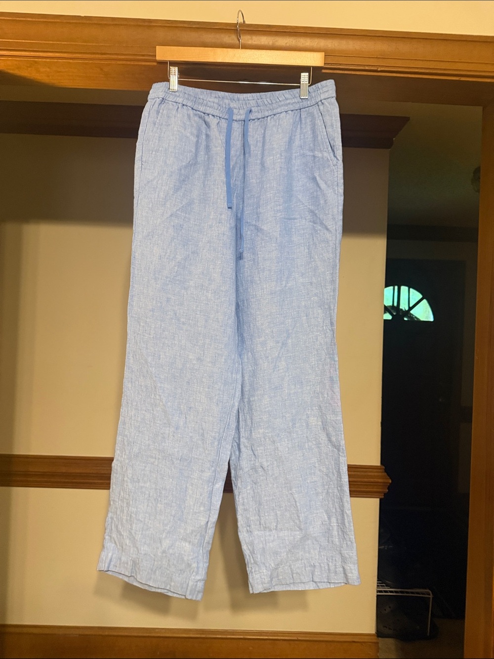 Talbots Light Blue Women’s Drawstring Linen-Blend Pants